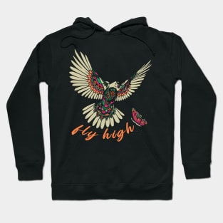 Fly high, pigeon and butterfly design Hoodie